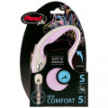 Поводок-рулетка Flexi New Comfort S для собак до 12 кг, 5 м, трос, розовый
