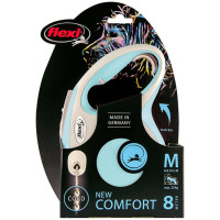 Поводок-рулетка Flexi New Comfort M для собак до 20 кг, 8 м, трос, голубой Поводок-рулетка Flexi New Comfort M для собак до 20 кг, 8 м, трос, голубой