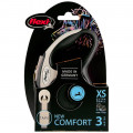 Поводок-рулетка Flexi New Comfort XS для собак до 12 кг, 3 м, лента, чёрный