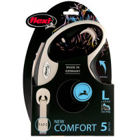 Поводок-рулетка Flexi New Comfort L для собак до 60 кг, 5 м, лента, чёрный Поводок-рулетка Flexi New Comfort L для собак до 60 кг, 5 м, лента, чёрный
