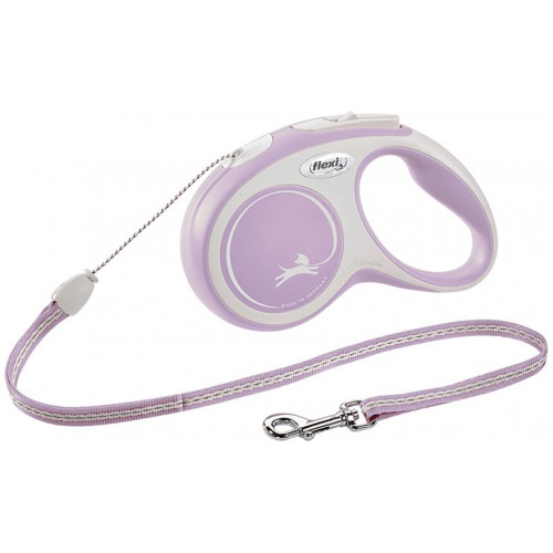 Поводок-рулетка Flexi New Comfort S для собак до 12 кг, 5 м, трос, розовый