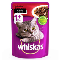 Влажный корм Whiskas для котов, с говядиной в соусе, 100 г Влажный корм Whiskas для котов, с говядиной в соусе, 100 г
