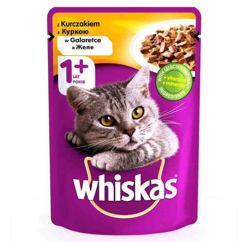 Вологий корм Whiskas для котів, з куркою в желе, 100 г