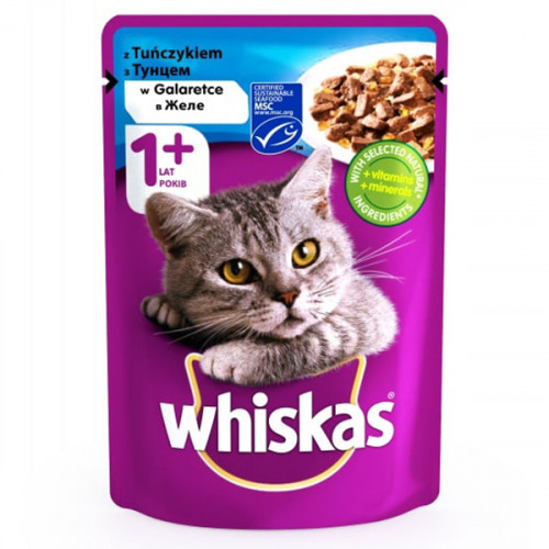 Вологий корм Whiskas для котів, з тунцем в желе, 100 г