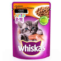 Влажный корм Whiskas для котят, с домашней птицей в соусе, 100 г Влажный корм Whiskas для котят, с домашней птицей в соусе, 100 г