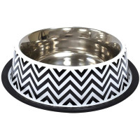 Миска Croci Twiggy Stripes для котів і собак, нержавіюча, орнамент, 470 мл, 19 см Миска Croci Twiggy Stripes для котів і собак, нержавіюча, орнамент, 470 мл, 19 см