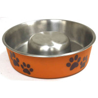 Миска Croci Roxy Slow Eating на резинке, для собак, нержавейка, оранжевая, 550 мл, 17 см