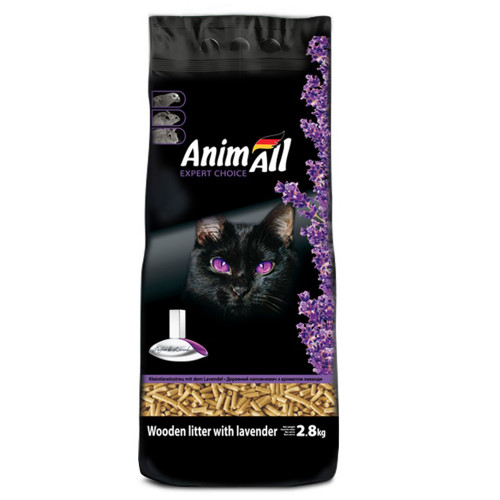 Древесный наполнитель AnimAll с ароматом лаванды, для кошек, 2.8 кг