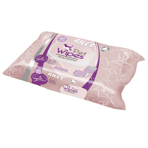 Вологі серветки Croci Gill's Talc для котів  і собак, з тальком, 40 шт