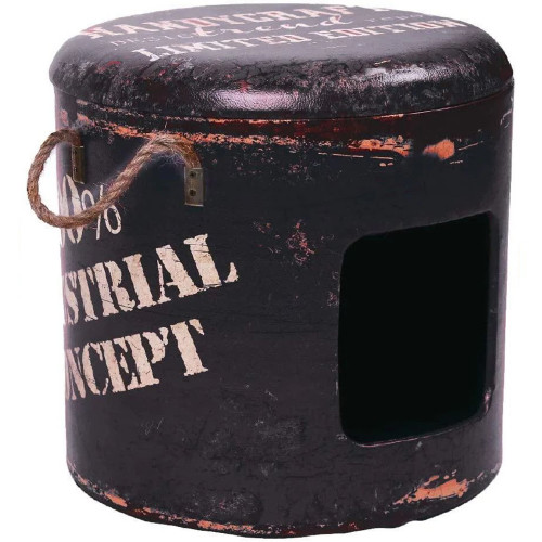 Пуф с домиком Croci Industrial Handycraft для кошек и собак, чёрный, 35×35×34 см