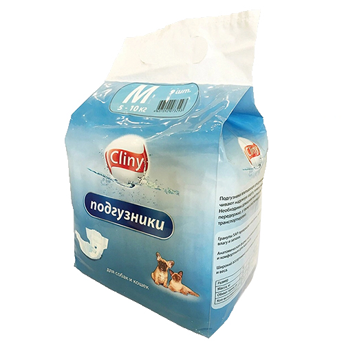 Памперси Cliny для собак і котів від 5 до 10 кг, розмір M, 9 шт
