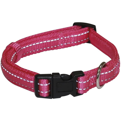 Ошейник Croci Soft Reflective для собак, светоотражающий, нейлон, розовый, 35-55×2 см