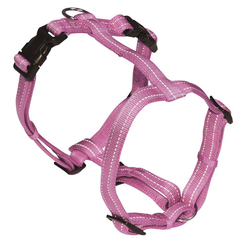 Шлея H-образна Croci Soft Reflective для собак, світловідбиваючі, нейлон, рожева, 2.5×65-80 см