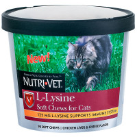Жевательные таблетки для иммунитета Nutri-Vet L-Lysine для кошек, 90 табл