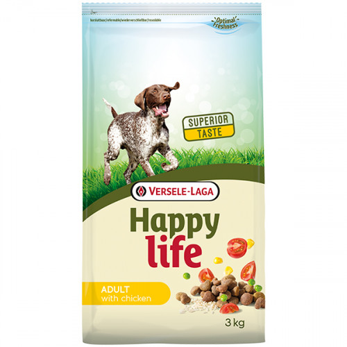 Сухий корм Happy Life Adult with Chicken для собак всіх порід, з куркою, 3 кг