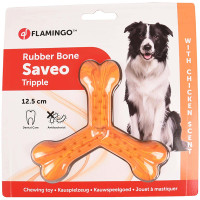 Игрушка Flamingo Rubber Flexo Saveo Triple Bone Chicken, вкус курицы, для собак, 12.5×11 см Игрушка Flamingo Rubber Flexo Saveo Triple Bone Chicken, вкус курицы, для собак, 12.5×11 см