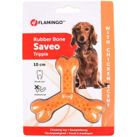 Игрушка Flamingo Rubber Flexo Saveo Triple Bone Chicken, вкус курицы, для собак, 10×8.5 см Игрушка Flamingo Rubber Flexo Saveo Triple Bone Chicken, вкус курицы, для собак, 10×8.5 см
