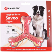 Игрушка Flamingo Rubber Flexo Saveo Triple Bone Beef, вкус говядины, для собак, 12.5×11 см Игрушка Flamingo Rubber Flexo Saveo Triple Bone Beef, вкус говядины, для собак, 12.5×11 см