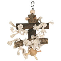 Іграшка Flamingo Cage Hanger Wood With Pinball, для птахів, 18 × 18 × 28 см Іграшка Flamingo Cage Hanger Wood With Pinball, для птахів, 18 × 18 × 28 см