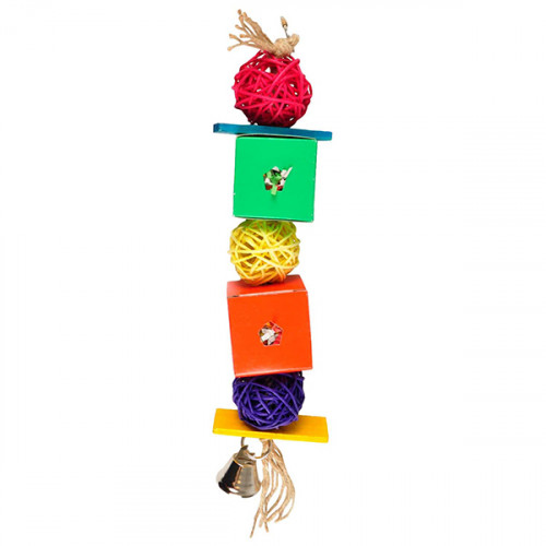 Игрушка Flamingo Papyr Parakeet Toy Cube, для попугаев, 8×5×36 см