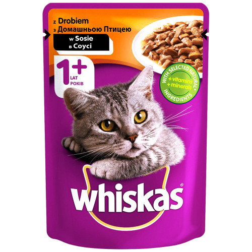 Вологий корм Whiskas для котів, з домашньою птицею в соусі, 100 г
