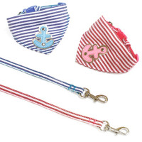 Нашийник+поводок Croci Bandana Sailor для собак, з банданою, нейлон, блакитний, 20-30×0.8 см/0.8×120 см Нашийник+поводок Croci Bandana Sailor для собак, з банданою, нейлон, блакитний, 20-30×0.8 см/0.8×120 см