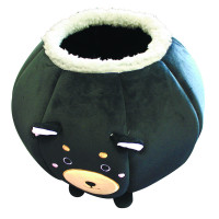 Будиночок Croci Fluffy Round для котів, текстиль, чорний, 50×50 см Будиночок Croci Fluffy Round для котів, текстиль, чорний, 50×50 см