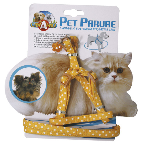 Набір нашийник з повідцем Croci Gatto Pois для котів, нейлон, 23-33×1 см/120×1 см