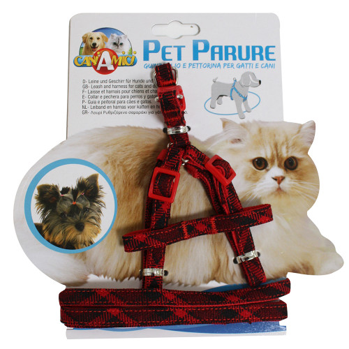 Набор ошейник с поводком Croci Gatto Scottish для котов, нейлон, красный, 23-33×1 см/120×1 см