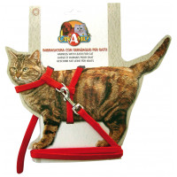 Набор ошейник с поводком Croci Nylon Gatto для котов, нейлон, красный, 19-31×0.8 см/120×0.8 см Набор ошейник с поводком Croci Nylon Gatto для котов, нейлон, красный, 19-31×0.8 см/120×0.8 см