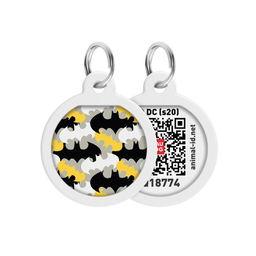 Адресник WAUDOG Smart ID з QR-паспортом, малюнок "Бетмен візерунок", діаметр 25 мм