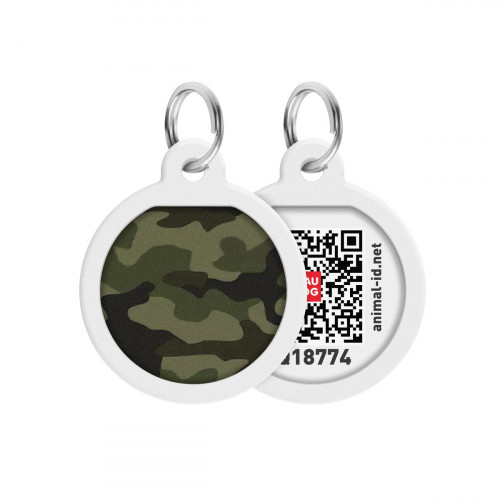 Адресник WAUDOG Smart ID с QR-паспортом, рисунок "Камо зеленый", диаметр 25 мм