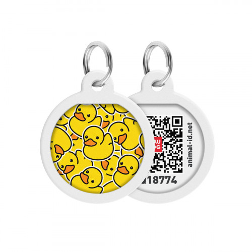 Адресник WAUDOG Smart ID з QR-паспортом, малюнок "качечки", діаметр 25 мм