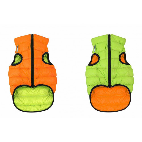 Двусторонняя куртка AiryVest S30 для собак, оранжево-салатовая