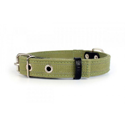 Нашийник Collar Брезент, х / б, подвійний, тасьма зі світловідбиваючої ниткою, 25 мм х 41-53 см
