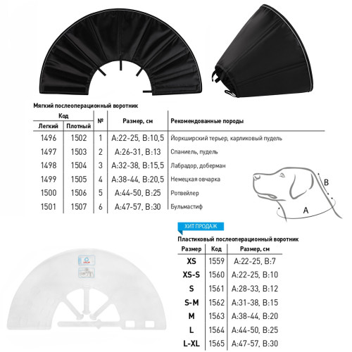 Комірець з пластику Collar для собак і котів, розмір L, обхват шиї: 44-50 см, висота комірця: 25 см