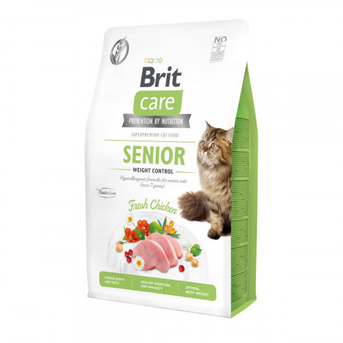 Сухой корм Brit Care Cat GF Senior Weight Control, для взрослых кошек, 2 кг