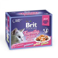 Вологий корм Brit Premium Cat набір паучей, для кішок, сімейна тарілка в желе, 12 шт, 85 г Вологий корм Brit Premium Cat набір паучей, для кішок, сімейна тарілка в желе, 12 шт, 85 г