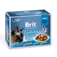 Влажный корм Brit Premium Cat набор паучей, для кошек, семейная тарелка в соусе, 12 шт, 85 г Влажный корм Brit Premium Cat набор паучей, для кошек, семейная тарелка в соусе, 12 шт, 85 г
