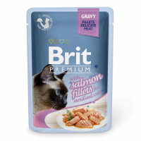 Влажный корм Brit Premium Cat, для кошек, филе лосося в соусе, 85 г Влажный корм Brit Premium Cat, для кошек, филе лосося в соусе, 85 г