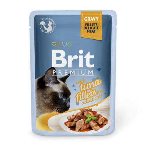 Влажный корм Brit Premium Cat, для кошек, филе тунца в соусе, 85 г