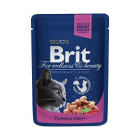Влажный корм Brit Premium Cat, для кошек, лосось и форель, 100 г