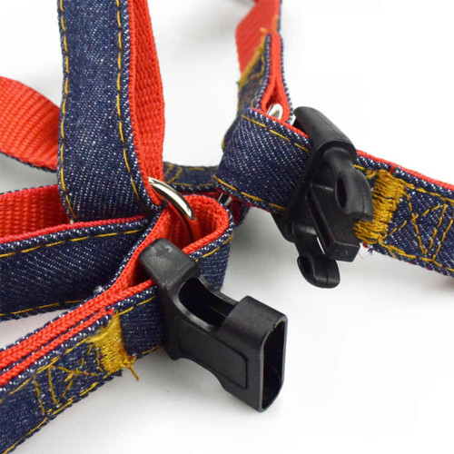 Набір шлея та повідець AnimAll Denim, червоний, 1.5×120 см/1.5×36-46 см