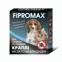Капли Fipromax против блох и клещей, для котят и щенков от 1.5 до 4 кг, 2 пипетки Капли Fipromax против блох и клещей, для котят и щенков от 1.5 до 4 кг, 2 пипетки
