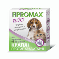 Краплі Fipromax БІО проти бліх та кліщів, для кошенят і цуценят, з лавандою, 0.5 мл, 2 піпетки Краплі Fipromax БІО проти бліх та кліщів, для кошенят і цуценят, з лавандою, 0.5 мл, 2 піпетки