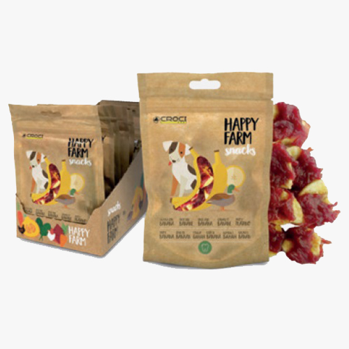 Ласощі м'ясне Croci Happy Farm, для собак, качка з бананом, 80 г, 12 пач / уп, ціна за 1 пачку