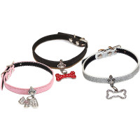 Нашийник Croci Charm, для собак, екошкіра, стрази, кольора в асортименті, 1×30 см Нашийник Croci Charm, для собак, екошкіра, стрази, кольора в асортименті, 1×30 см
