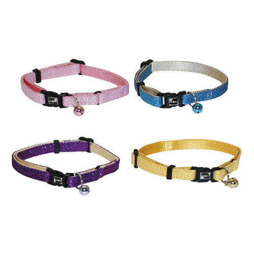 Ошейник с звоночком Croci Glitter, для котов, нейлон, регулируемый, цвета в ассортименте, 21-33×1 см