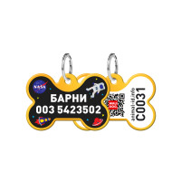 Адресник персональний WAUDOG Smart ID з QR-паспортом, малюнок "NASA", 31 × 21 мм, золото Адресник персональний WAUDOG Smart ID з QR-паспортом, малюнок "NASA", 31 × 21 мм, золото