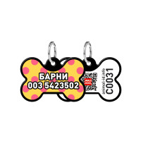 Адресник персональний WAUDOG Smart ID з QR-паспортом, малюнок "Жовта полька", 31 × 21 мм, чорний Адресник персональний WAUDOG Smart ID з QR-паспортом, малюнок "Жовта полька", 31 × 21 мм, чорний